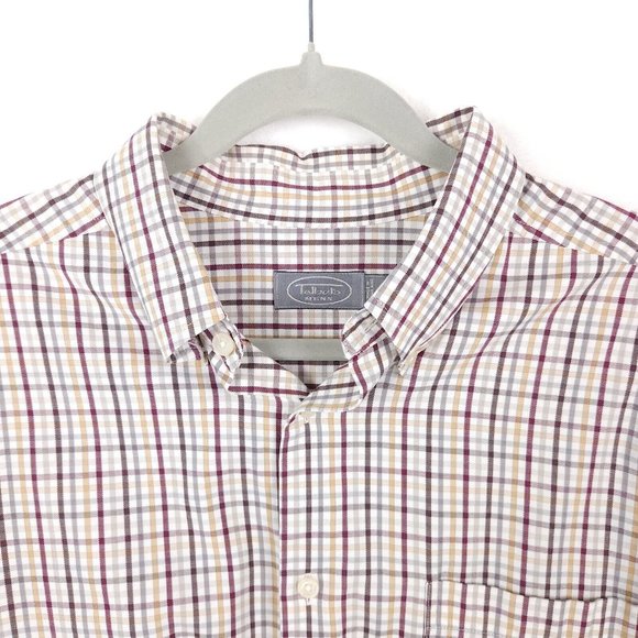 Talbots Men's Dress Shirt Red Grey Yellow Plaid Button Down Long Sleeve Size XL - Picture 3 of 10